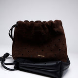 Romy Pouch Perforated Deep Brown Suede front