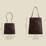 Mini Tote du Jour and Tote du Jour Deep Brown Calf Skin Leather
