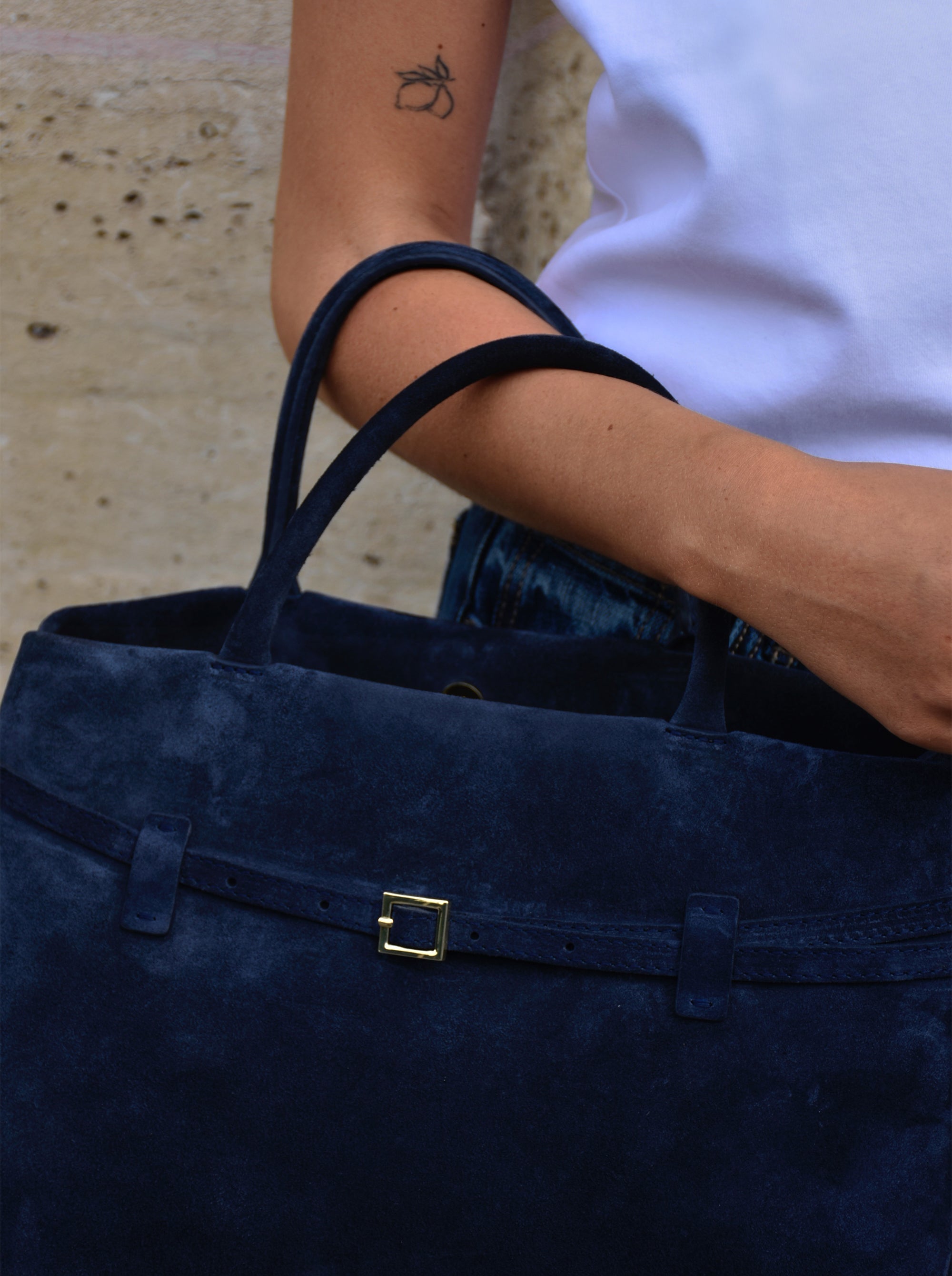 Le Cambon 35 Dark Navy Suede on Model