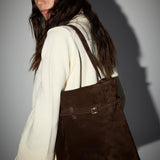 Tote du Jour Deep Brown Suede