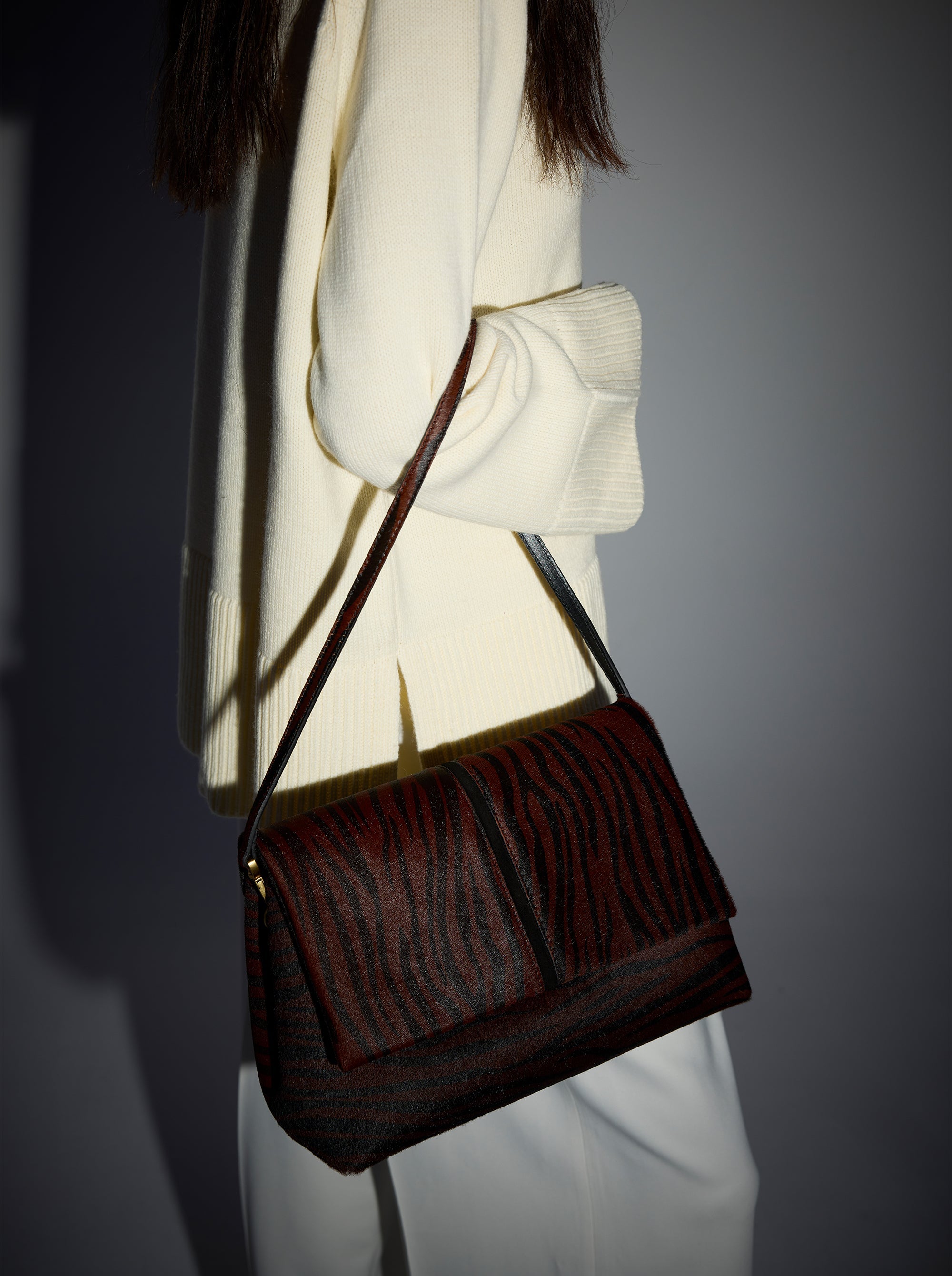 The Fold Bag Brown Zebra & Black by Manu Atelier