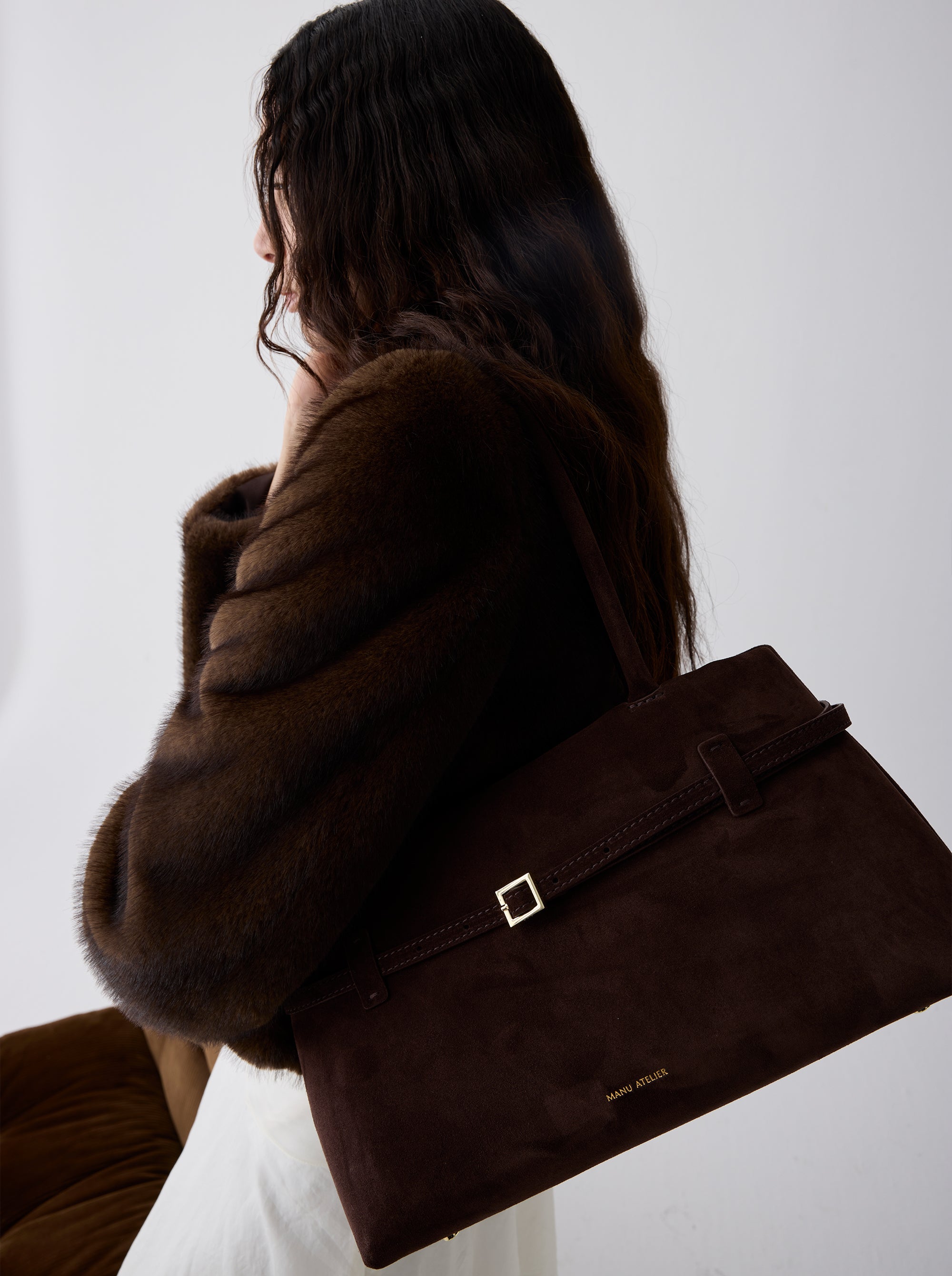 Le Cambon East West Deep Brown Suede by Manu Atelier