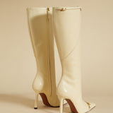 Knee High Pointy Toe Boots Vanilla